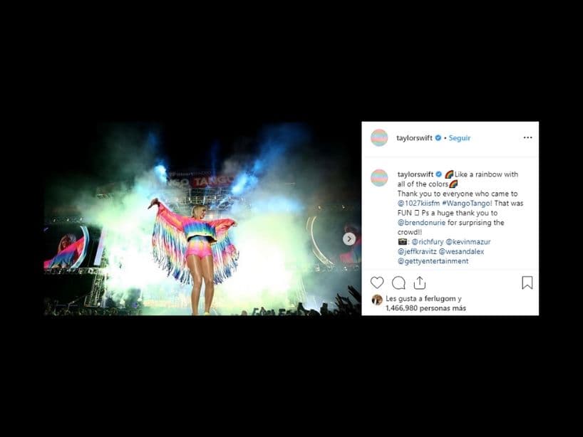 Taylor Swift publicó una foto vestida de arcoíris.