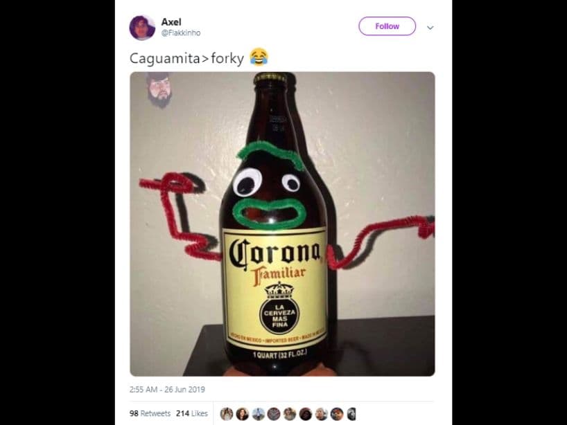 En esta imitación, Forky pasó de ser un juguete a una cerveza con ojos, boca, brazos y pies.