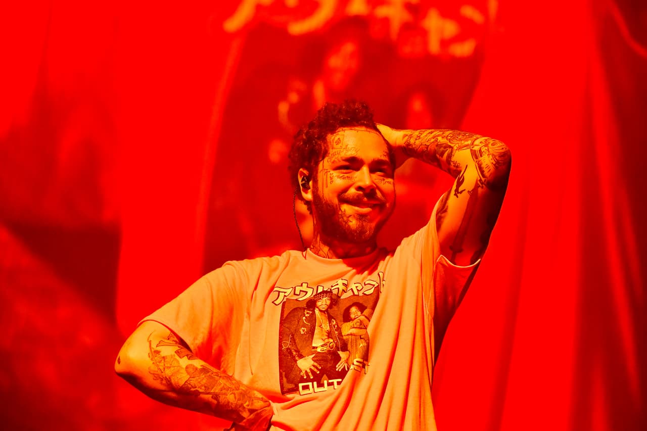 DULUTH, GEORGIA - MARCH 03: Post Malone performs in concert during his "Runaway" tour at Infinite Energy Center on March 03, 2020 in Duluth, Georgia. (Photo by Paras Griffin/Getty Images)