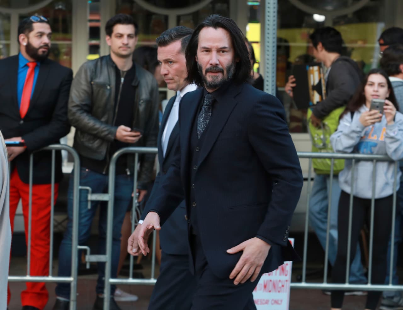 Keanu Reeves arrives at the premiere of "Always Be My Maybe" on Wednesday, May 22, 2019, at the Regency Village Theatre in Los Angeles. (Photo by Mark Von Holden/Invision/AP)