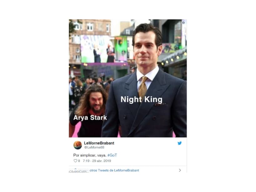 Para quienes no han visto la escena, esta foto fue tomada minutos antes de que Arya Stark logrará vencer al Rey de la Noche.