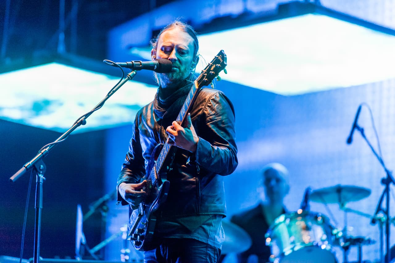 INDIO, CA - APRIL 14: Thom Yorke of Radiohead performs as part of Day 2 of the 2012 Coachella Valley Music & Arts Festival at the Empire Polo Fields on April 14, 2012 in Indio, California. (Photo by Paul R. Giunta/Getty Images)