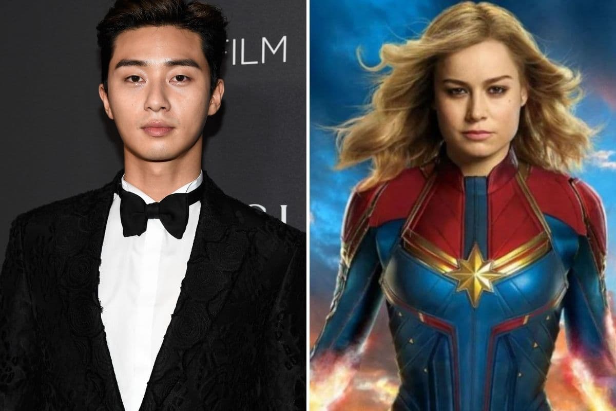Park Seo-joon y Brie Larson como Capitana Marvel