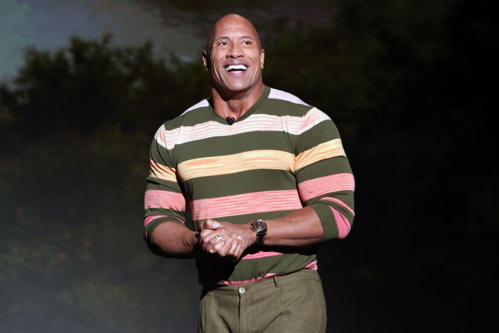 ANAHEIM, CALIFORNIA - AUGUST 24: Dwayne Johnson of 'Jungle Cruise' took part today in the Walt Disney Studios presentation at Disney’s D23 EXPO 2019 in Anaheim, Calif. 'Jungle Cruise' will be released in U.S. theaters on July 24, 2020. (Photo by Jesse Grant/Getty Images for Disney)