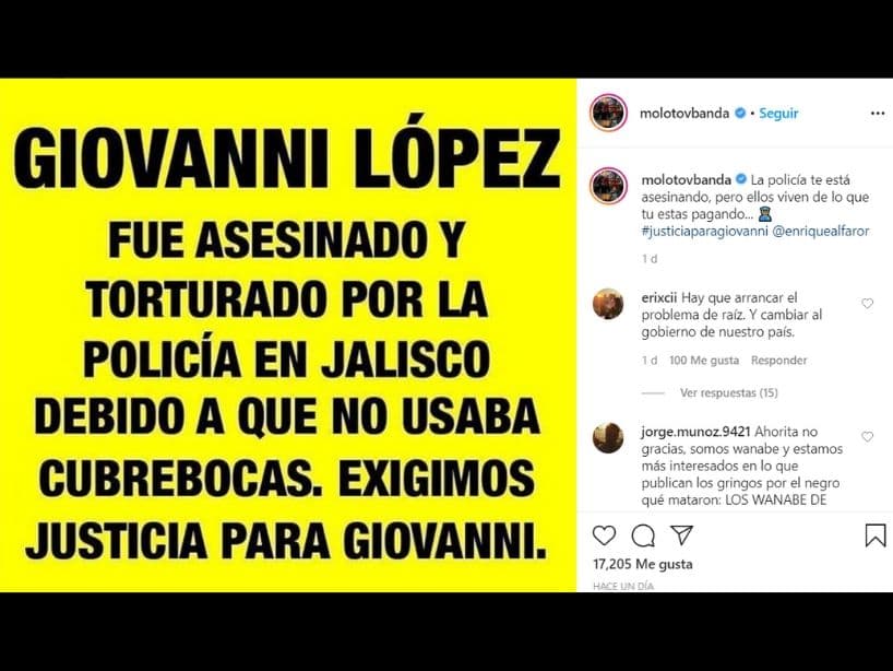 Por su parte, la banda de música, Molotov, aprovechó su exposición en Instagram para compartir el caso.