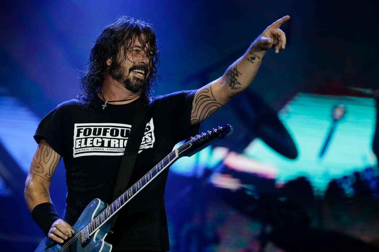 Dave Grohl of the band Foo Fighters performs at the Rock in Rio music festival in Rio de Janeiro, Brazil, early Sunday, Sept. 29, 2019. (AP Photo/Leo Correa)