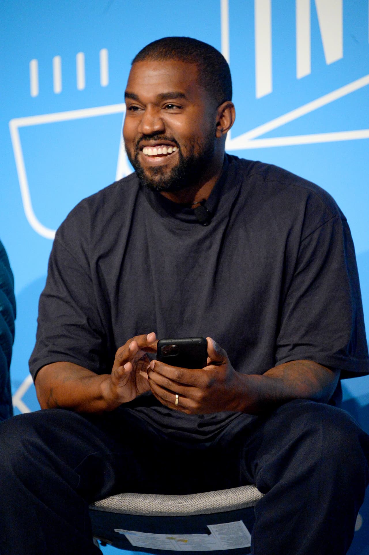 NEW YORK, NEW YORK - NOVEMBER 07: Kanye West speaks on stage at the "Kanye West and Steven Smith in Conversation with Mark Wilson" at the on November 07, 2019 in New York City. (Photo by Brad Barket/Getty Images for Fast Company)