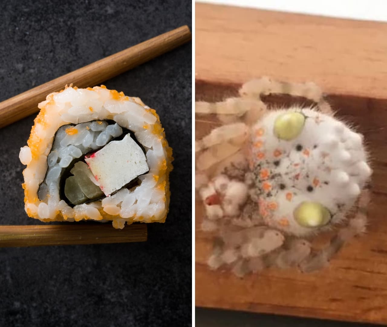 Araña que parece sushi