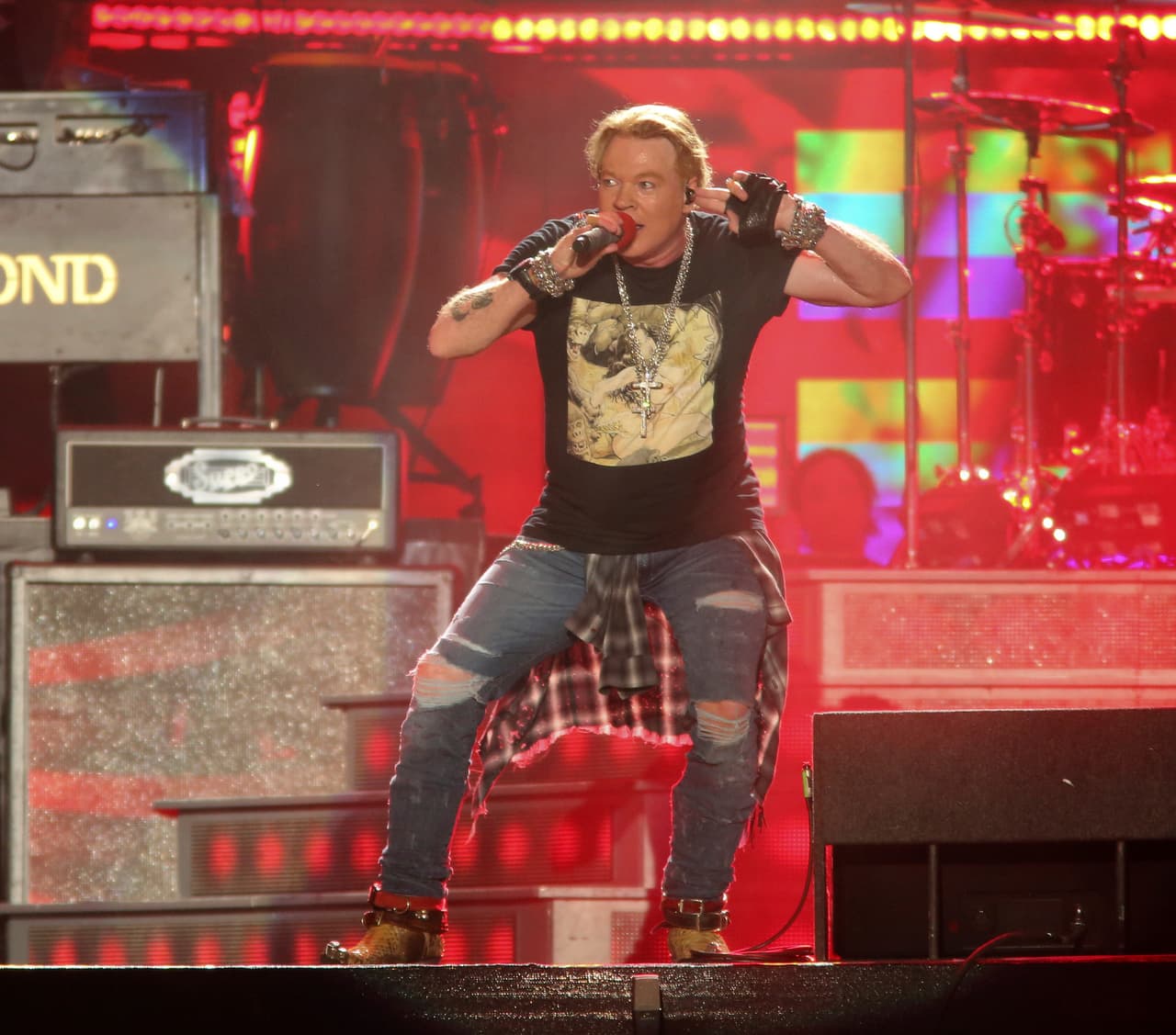 Guns N' Roses' Axl Rose performs on the first weekend of the Austin City Limits Music Festival at Zilker Park on Friday, Oct. 4, 2019, in Austin, Texas. (Photo by Jack Plunkett/Invision/AP)