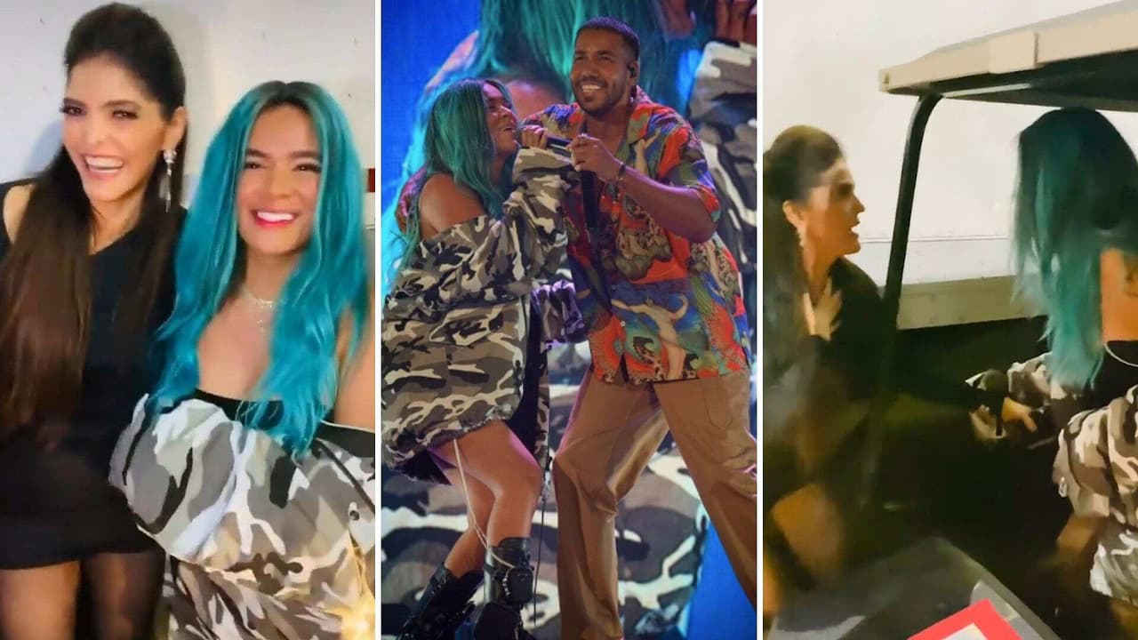 Ana Bárbara se topó con Karol G en concierto de Aventura y se desvivió en halagos hacia ella