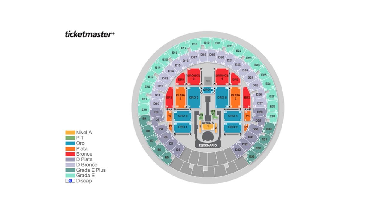 Distribución de zonas para "The Celebration Tour" en el Palacio de los Deportes