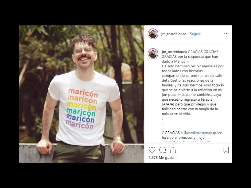Juan Manuel Torreblanca lo celebró con su nuevo éxito "Maricón", mismo que agradeció que haya tenido una respuesta positiva.