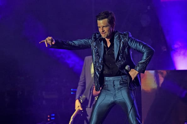 LOUISVILLE, KENTUCKY - JULY 12: Brandon Flowers of The Killers performs during Forecastle Music Festival at Louisville Waterfront Park on July 13, 2019 in Louisville, Kentucky. (Photo by Stephen J. Cohen/Getty Images)