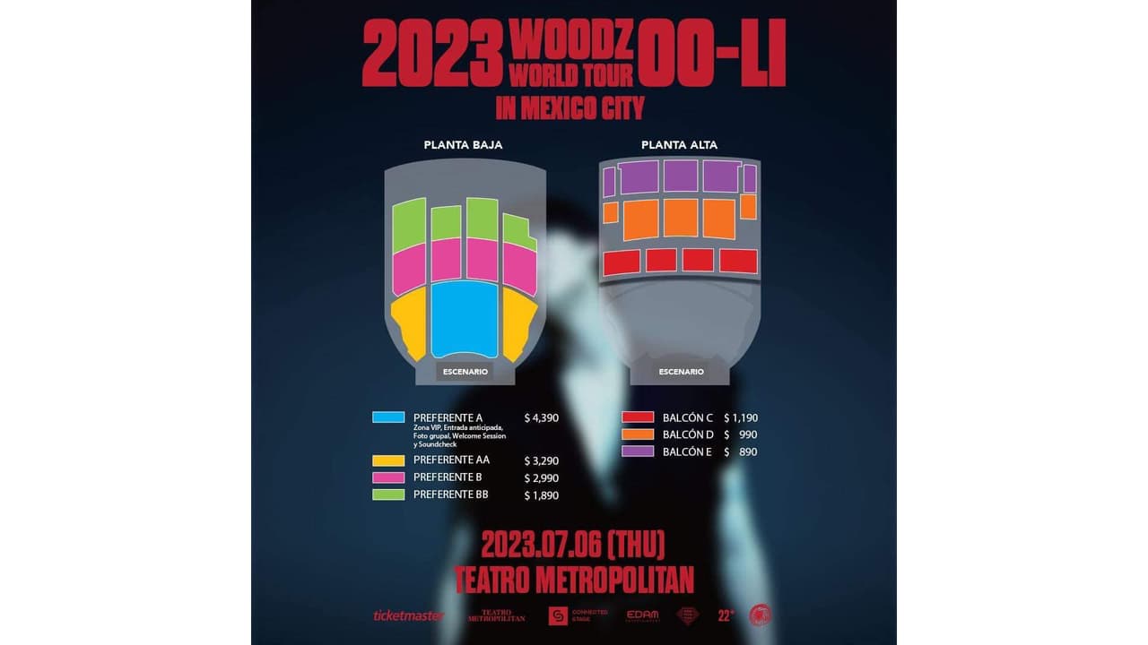 Distribución zonas para el concierto de WOODZ