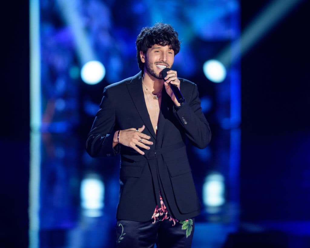 HOLLYWOOD, FL - AUGUST 13: Sebastian Yatra speaks onstage during Premios Juventud 2020 at the Hard Rock Live! in the Seminole Hard Rock Hotel & Casino on August 9, 2020 in Hollywood, Florida. The 17th annual Premios Juventud aired August 13, 2020 with some live segments and some prerecorded. (Photo by Jason Koerner/Getty Images)