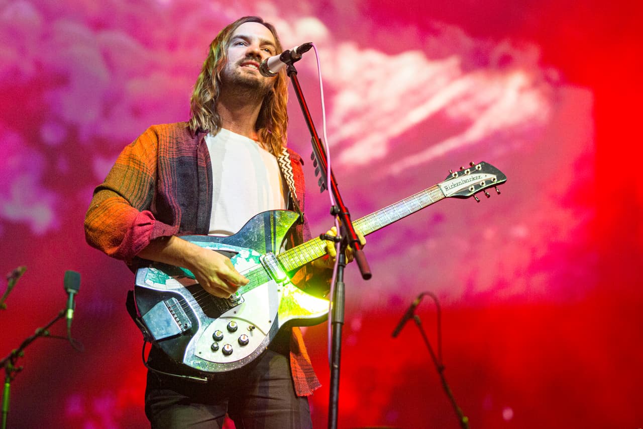 SAN DIEGO, CALIFORNIA - MARCH 09: Musician Kevin Parker of Tame Impala performs on stage at Pechanga Arena on March 09, 2020 in San Diego, California. (Photo by Daniel Knighton/Getty Images)