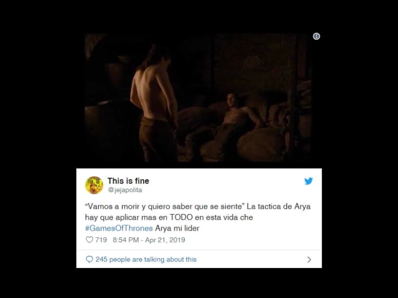 El momento en que Arya se desviste frente a Gendry enloqueció a los fans en las redes sociales.