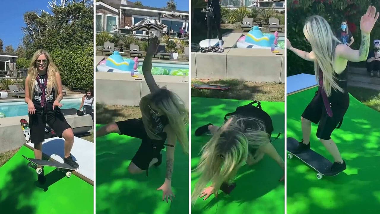 Avril Lavigne sufrió una caída en patineta y no se rindió para volver a intentarlo
