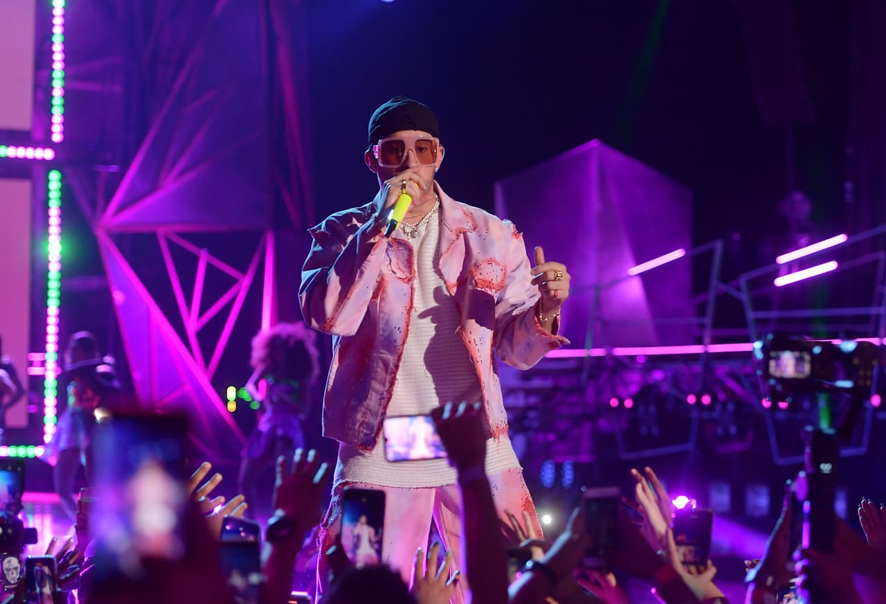 MEXICO CITY, MEXICO - MARCH 05: Bad Bunny performs onstage during the 2020 Spotify Awards at the Auditorio Nacional on March 05, 2020 in Mexico City, Mexico. (Photo by Matt Winkelmeyer/Getty Images for Spotify)