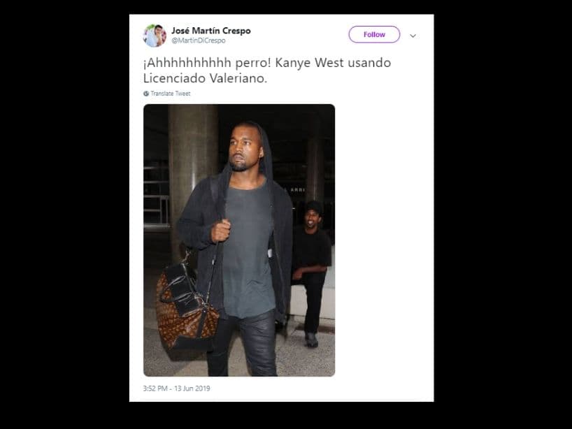 Incluso famosos como Kanye West lucen artículos del Licenciano Valeriano.