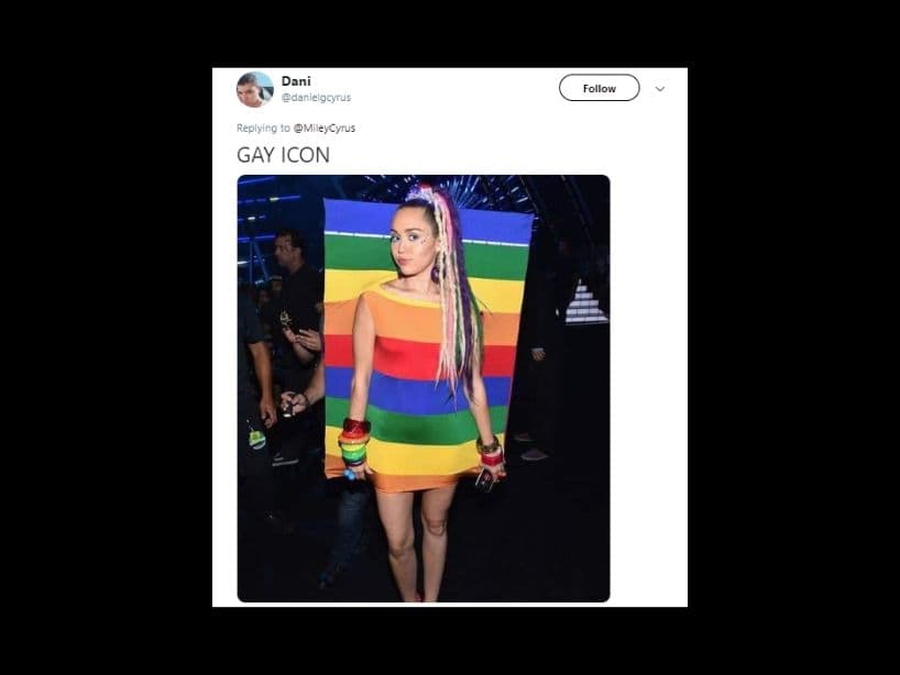 Un fan de Miley Cyrus le recordó el momento en el que se convirtió en un ícono gay.