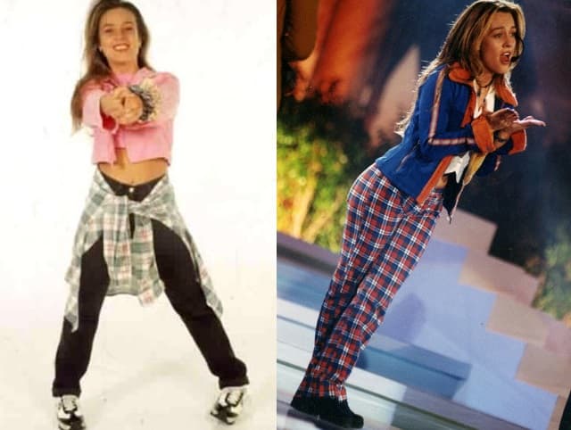 En aquella década, la intérprete de “Azúcar Amargo” adoptó las tendencias grunge de los 90 y reinventó el estilo de la camisa de cuadros amarrada a la cintura.