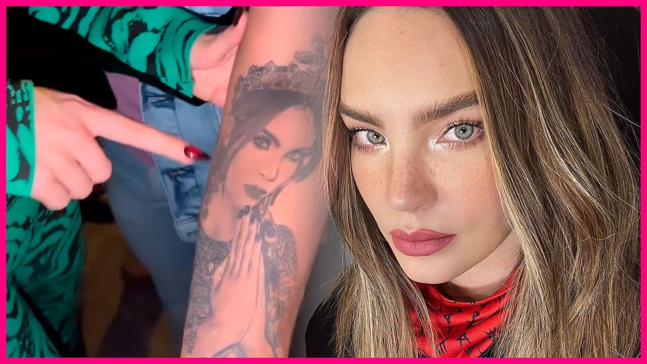 Belinda saluda a sus fans y se sorprende al ver que uno se la tatuó rezando
