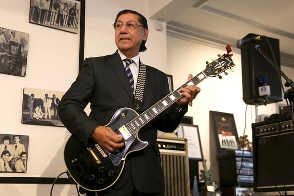 MEXICO CITY, MEXICO - DECEMBER 19: Mario Gutierrez of Los Ángeles Negros performs during a showcase on December 19, 2019 in Mexico City, Mexico. (Photo by Adrián Monroy/Medios y Media/Getty Images)