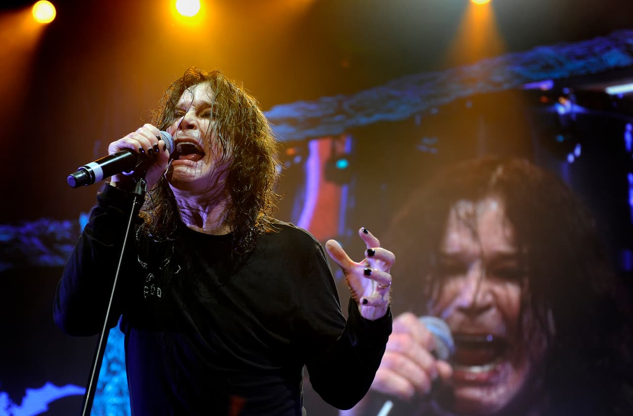 MELBOURNE, AUSTRALIA - APRIL 29: Ozzy Osbourne of Black Sabbath performs on stage at the Rod Laver Arena on 29th April 2013, in Melbourne, Australia. (Photo by Martin Philbey/Redferns)
