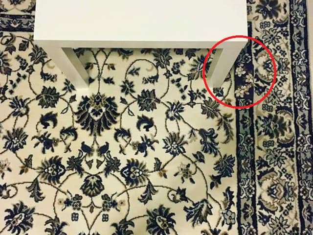 La usuaria de Facebook, Jeya May Cruz, creó esta imagen para retar la vista de más de uno. El teléfono está camuflajeado con la alfombra floreada, dejando ver unicamente la cámara del móvil.