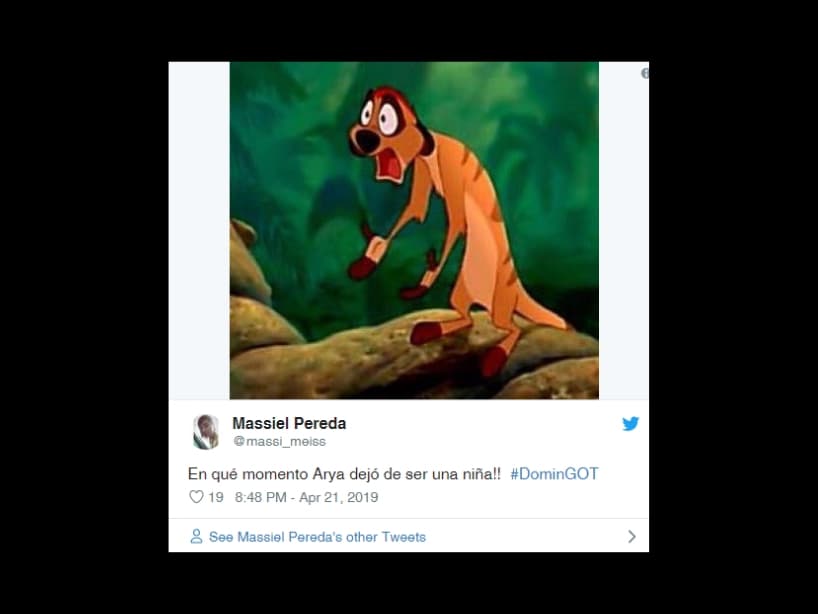 Incluso Timón quedó boquiabierto ante la escena de Arya Stark y Gendry.