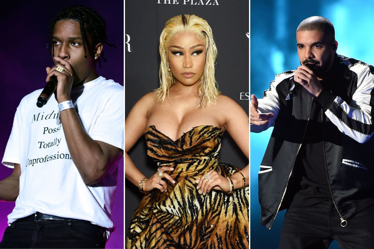 De izquierda a derecha: ASAP Rocky, Nicki Minak y Drake