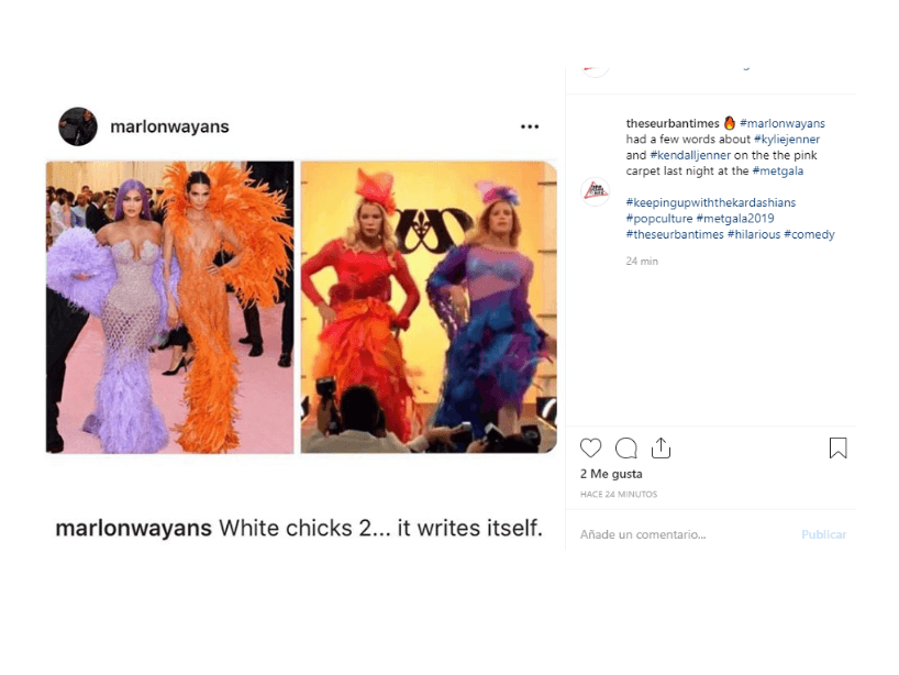Kylie y Kendall Jenner lucieron colores muy similares a los de Marlon y Shawn Wayans en la película "¿Y Dónde Están las Rubias?". Incluso, Marlon comentó la fotografía y sugirió a las hermanas como protagonistas para una secuela de la cinta de 2004.