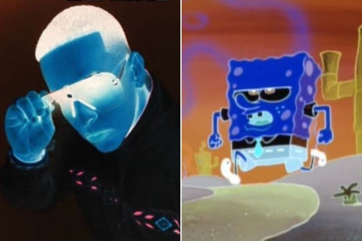 Daddy Yankee y Bob Esponja en versión evil be like meme