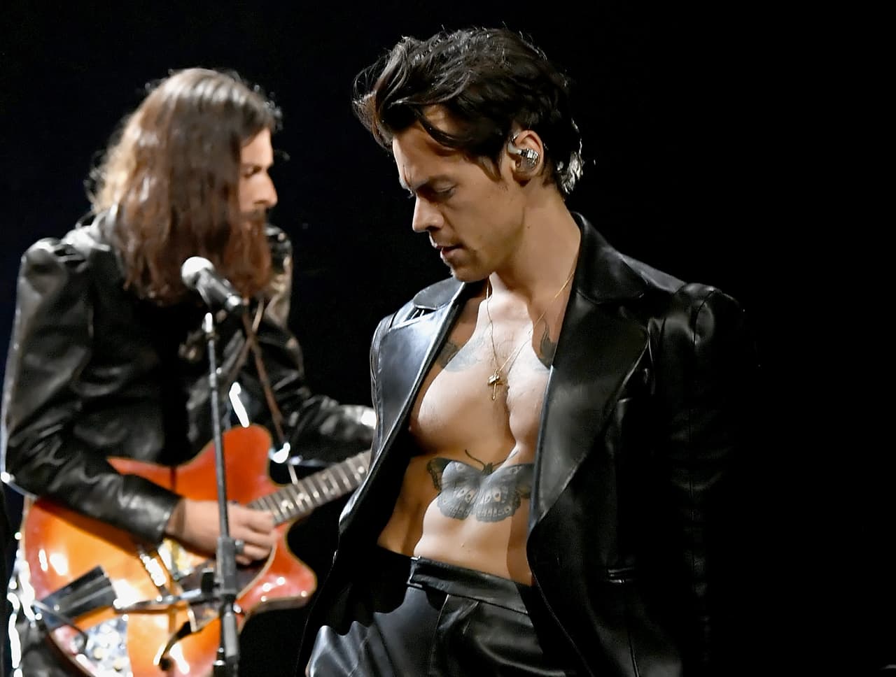 LOS ANGELES, CALIFORNIA: In this image released on March 14, Harry Styles performs onstage during the 63rd Annual GRAMMY Awards at Los Angeles Convention Center in Los Angeles, California and broadcast on March 14, 2021. (Photo by Kevin Winter/Getty Images for The Recording Academy)