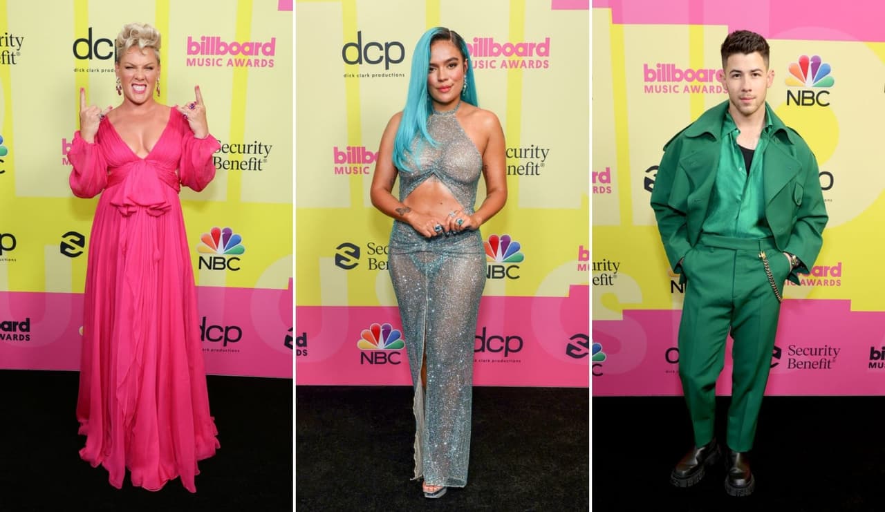 P!nk, Karol G, Nick Jonas y más estrellas deslumbraron en su paso por la alfombra de los Billboard Music Awards 2021; estos son los mejores looks de los premios de la música.