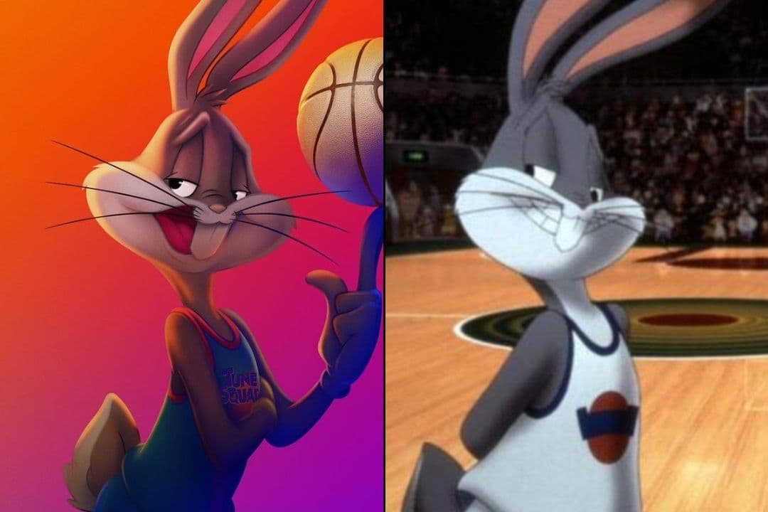 En el póster, Bugs Bunny se ve más delgado, con los dientes más anchos y menos afilados. Además de que se le ven más los bigotes.En la versión final, según lo que se pudo ver por las fotos publicadas por EW, lucirá como si tuviera textura de pelo real, al igual que todos los personajes de los Looney Tunes.