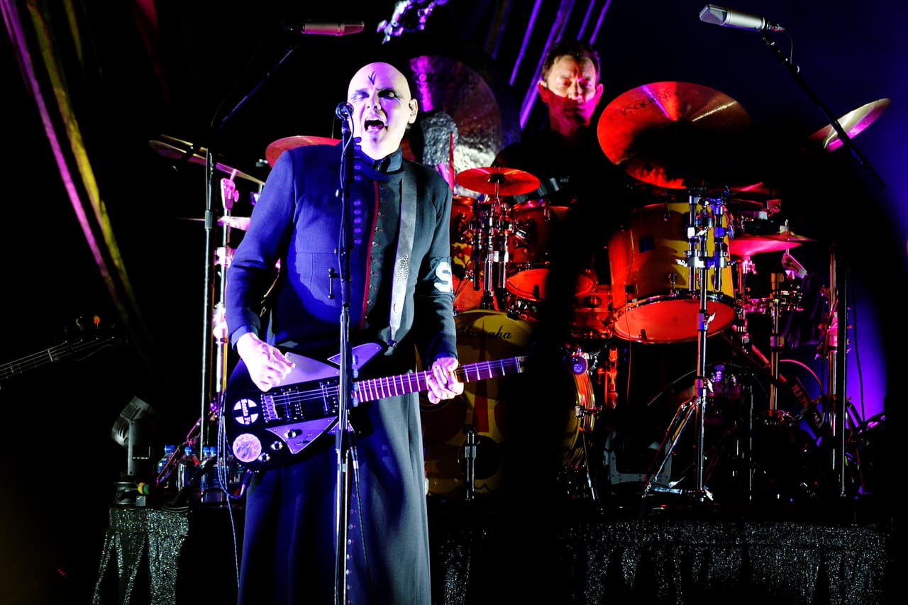 IRVINE, CALIFORNIA - AUGUST 29: Billy Corgan of the Smashing Pumpkins performs at FivePoint Amphitheatre on August 29, 2019 in Irvine, California. (Photo by Jerod Harris/Getty Images)