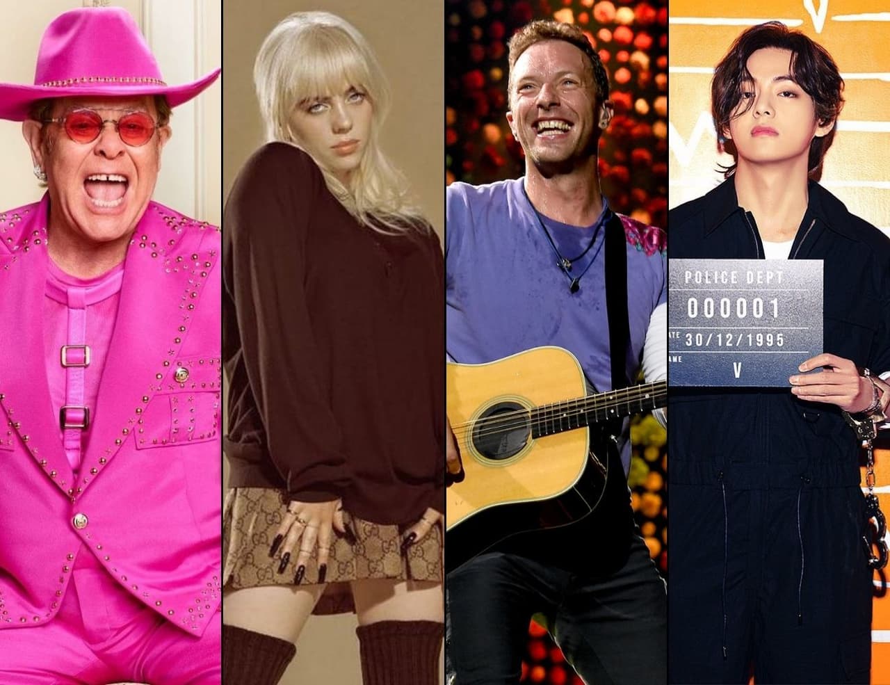 Instagram: @eltonjohn / @billieeilish / getty / Instagram: @bts.bighitofficial