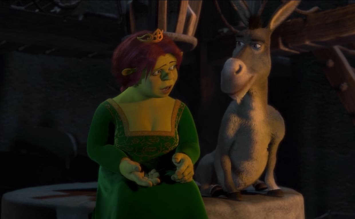 “No eres tan fea. Bueno, no voy a mentir, sí eres bien fea. Pero nomás tantito y en las noches. Shrek es feo a todas horas” - Burro.