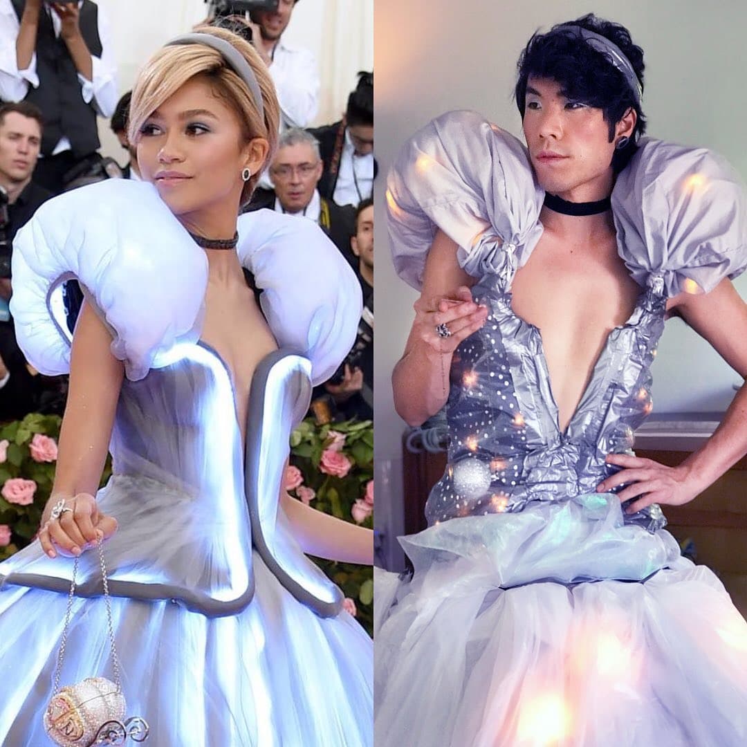 Aquí el look de Eugene Lee Yang siendo Zendaya como Cenicienta para el MET Gala con temática Camp del 2019.