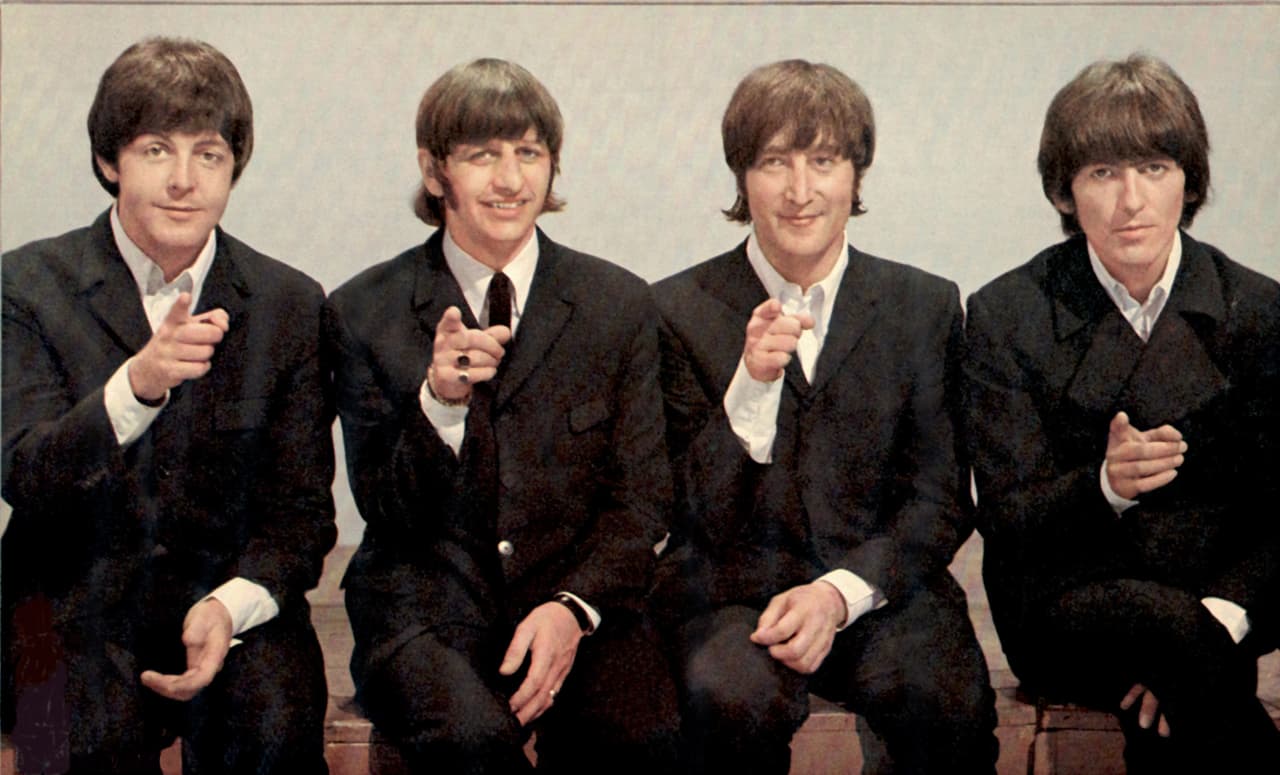 BEATLES 1966 Paul McCartney, Ringo Starr, John Lennon and George Harrison at Top Of The Pops