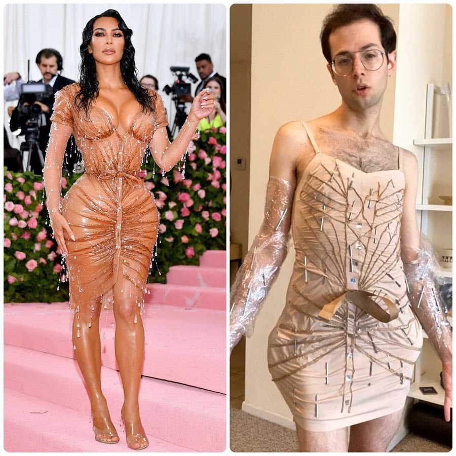Zach Kornfeld de Try Guys apostó por el look "mojado" de Kim Kardashian del MET Gala del 2019.