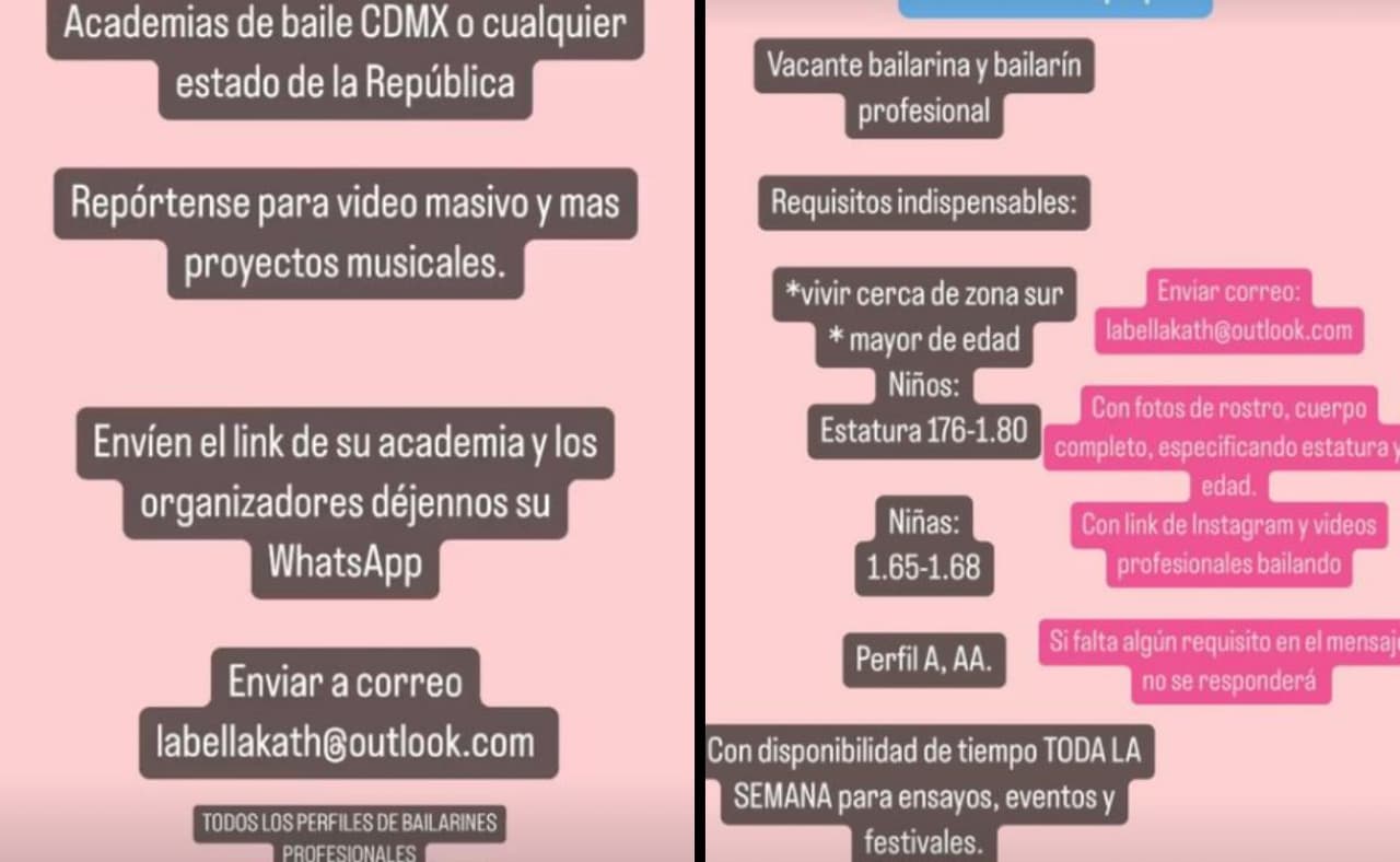 Bellakath publicó una oferta de trabajo en su cuenta de Instagram.
